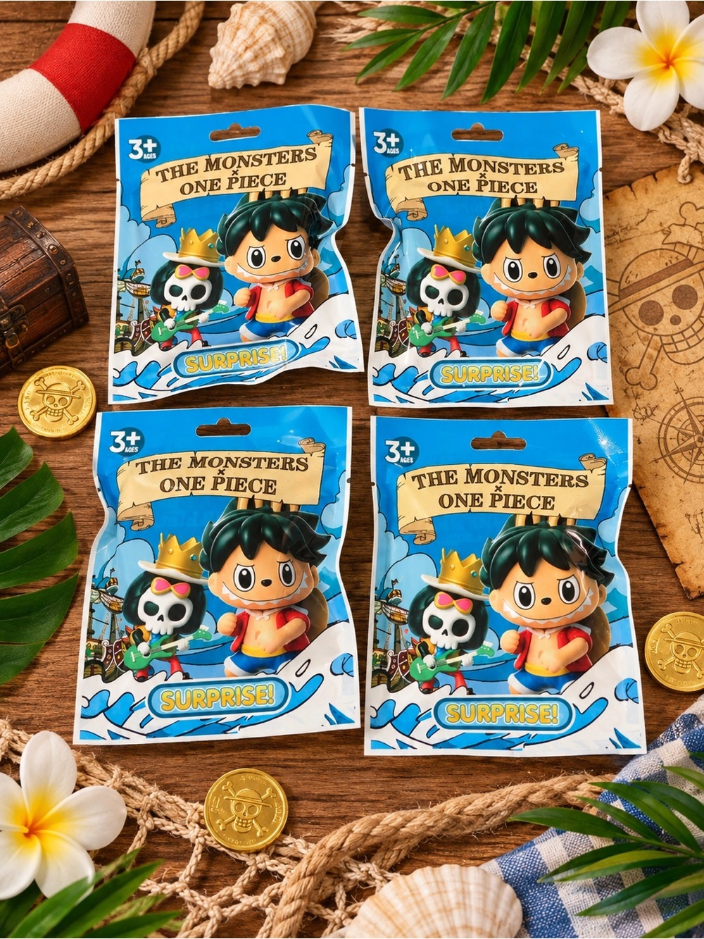 4 Surprise the monsters x one piece packs